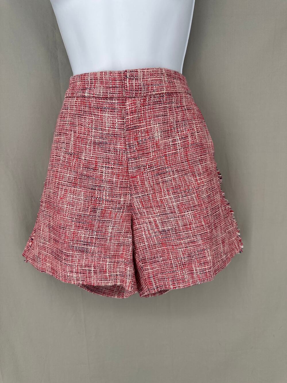 Banana Republic Shorts Womens Medium Red Tweed High Rise Pockets Academia Preppy